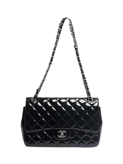 Pre-loved CHANEL 2013 Jumbo Patent Leather Classic Double Flap Bag, Black - view 2, Black