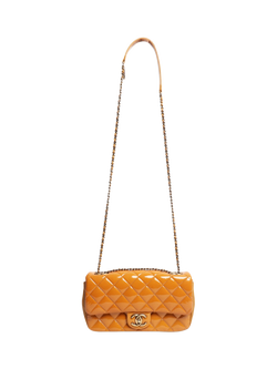 Pre-loved CHANEL 2015 Patent Flap Bag, Yellow - view 2, Yellow