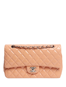 Pre-loved CHANEL Patent Leather Double Flap Bag, Pink, Pink