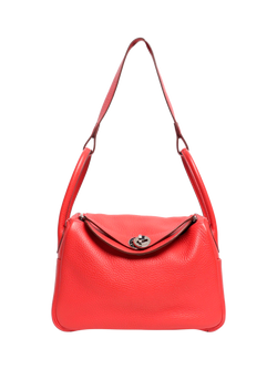 Pre-loved Hermès Coral Lindy 26 Leather Bag, Red, Red