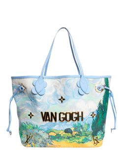 Pre-loved Louis Vuitton X Jeff Koons 2017 Limited Edition Van Gogh Neverfull MM Tote Bag, Blue, Blue