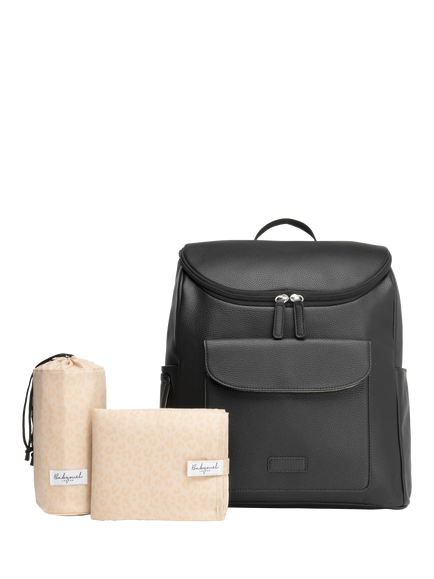 Storksak Lennox Vegan Leather Convertible Changing Backpack, Black, Black