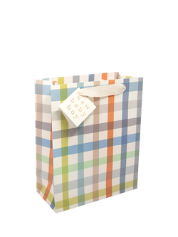 Caroline Gardner New Baby Boy Check Gift Bag, Multi, Multi