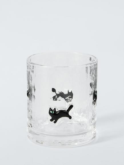 John Lewis Halloween Cat Icon Glass Tumbler, 400ml, Clear/Black, Multi Multi