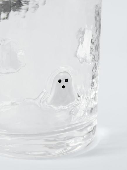 John Lewis Halloween Ghost Icon Glass Tumbler, 400ml, Clear/White - view 2, Clear Clear