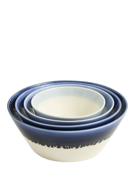 Royal Doulton Pacific Glaze Porcelain Stacking Bowls, Set of 4, 18cm, Blue, Blue