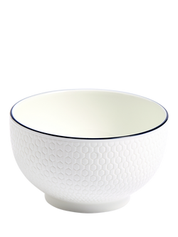 Wedgwood Gio Blue Line Bone China Rice Bowl, 11cm, White, White