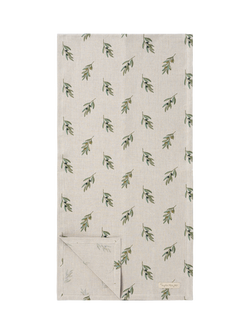 Sophie Allport Olive Linen Rich Table Runner, 200cm, Green, Green Olive