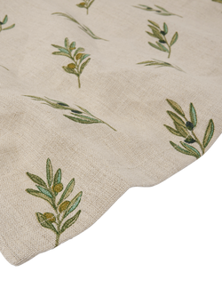Sophie Allport Olive Linen Rich Table Runner, 200cm, Green - view 2, Green Olive