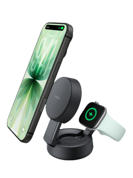 Belkin UltraCharge 2-in-1 Wireless Charger with Qi2, 25W, Charcoal, Charcoal
