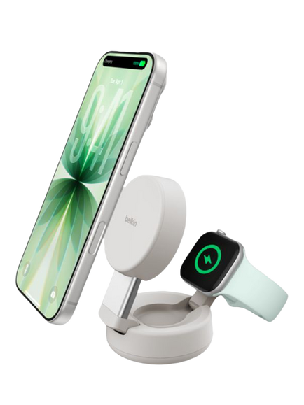 Belkin UltraCharge 2-in-1 Wireless Charger with Qi2, 25W, Sand, Natural