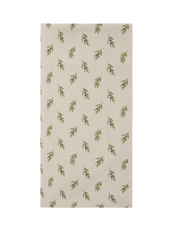 Sophie Allport Olive Linen Rich Tablecloth, 280 x 168cm, Green, Green Olive