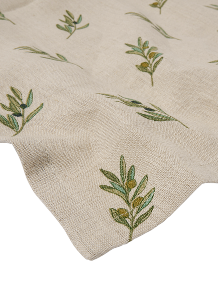 Sophie Allport Olive Linen Rich Tablecloth, 280 x 168cm, Green - view 2, Green Olive