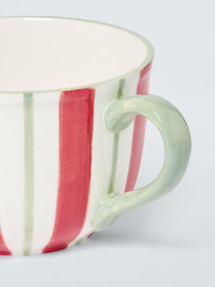 John Lewis Striped Stoneware Mixing Jug, 1.6L, Red/White - view 2, Multi