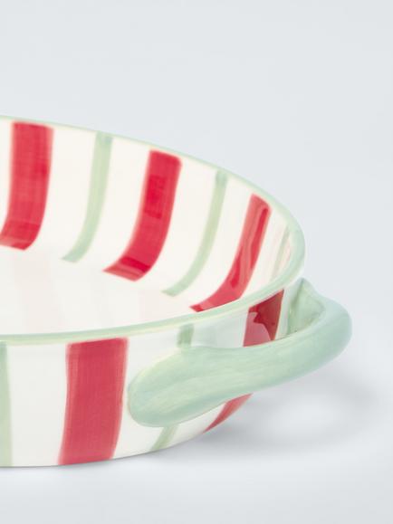 John Lewis Striped Oval Stoneware Roaster, 30cm, Red/White - view 2, Multi