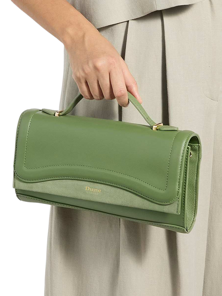 Dune London Edited Leather Grab Bag, Green - view 2, Green