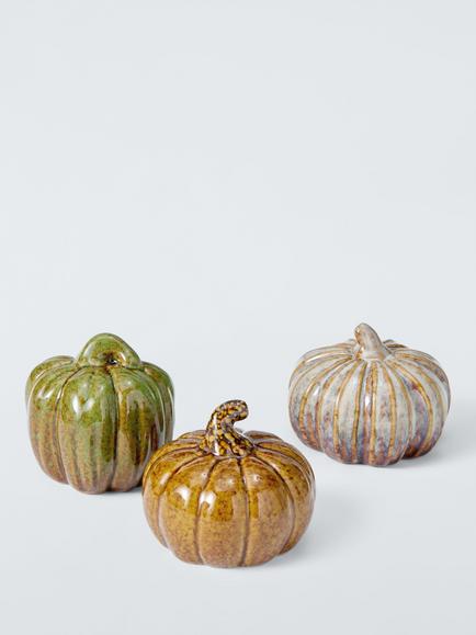 John Lewis Ceramic Mini Pumpkins, Set of 3, Multi