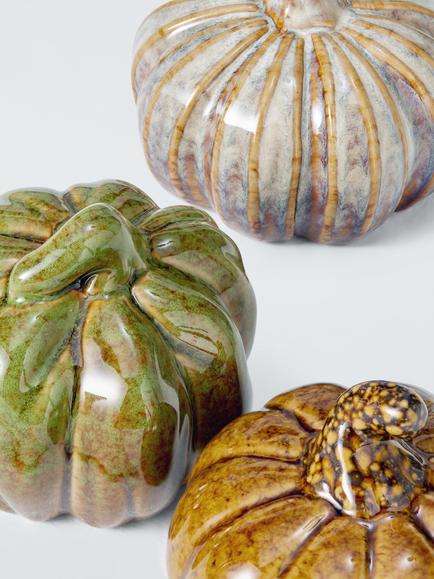 John Lewis Ceramic Mini Pumpkins, Set of 3 - view 2, Multi