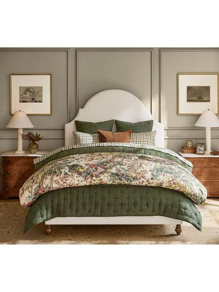 Pottery Barn Sommerville Upholstered Bed Frame, Kingsize, Ivory - view 2, Tuscan Brown