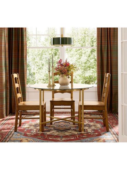 Pottery Barn Everson Round Dining Table, Antique Brass - view 2, White