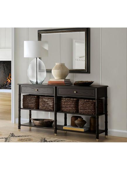 Pottery Barn Monroe Console Table, Warm Black - view 2, Black