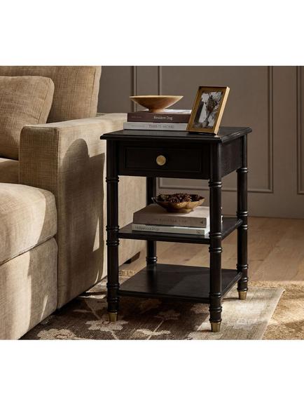 Pottery Barn Monroe Side Table, Warm Black - view 2, Black