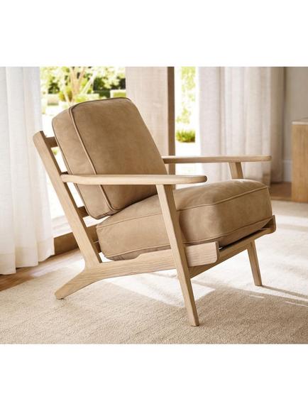 Pottery Barn Raylan Armchair, Nubuck Wheat - view 2, Nubuck Wheat