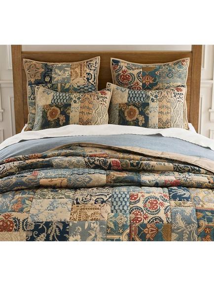 Pottery Barn Valentina Quilted Bedding, Blue/Multi, Blue Multi