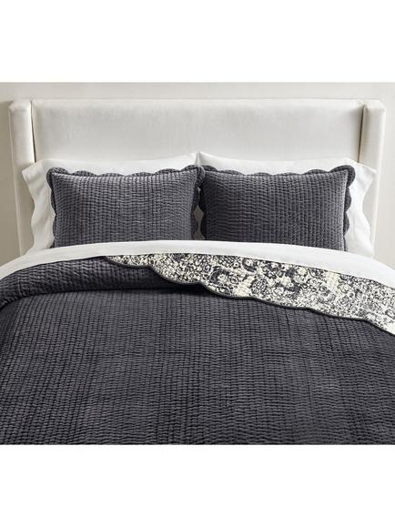 Pottery Barn Quilted Velvet Bedding, Charcoal, Charcoal