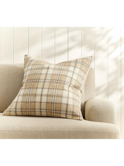 Pottery Barn Cedrick Plaid Cushion, Neutral, Neutral Multi
