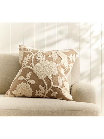 Pottery Barn Florence Cushion Cover, Ivory, Tobacco/Ivory