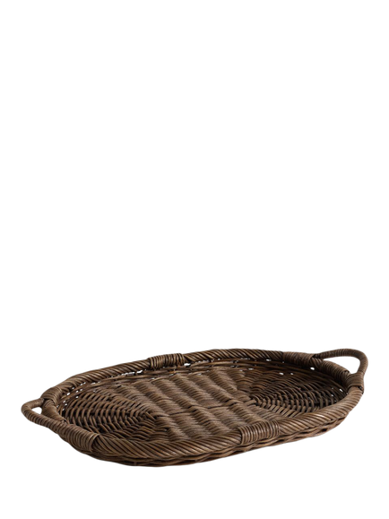 Pottery Barn Woven Rattan Tray, Chocolate Brown, Chocolate Brown
