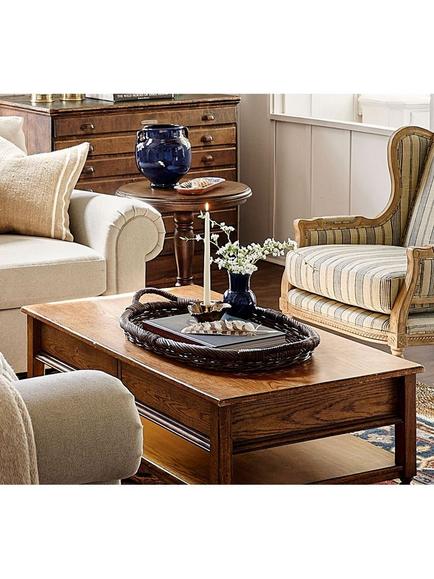 Pottery Barn Woven Rattan Tray, Chocolate Brown - view 2, Chocolate Brown