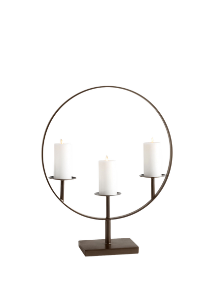Pottery Barn Circle Pillar Candle Holder, Black, Black
