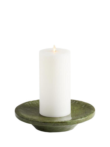 Pottery Barn Glazed Earthenware Candle Tray, 25cm, Vineyard Green, Green