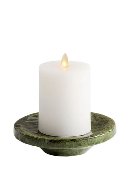 Pottery Barn Glazed Earthenware Candle Tray, 15cm, Vineyard Green, Green