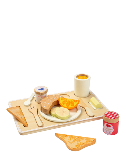 John Lewis Wooden Toy Breakfast Tray Set, Multi