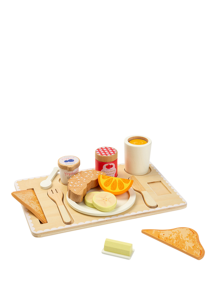 John Lewis Wooden Toy Breakfast Tray Set - view 2, Multi