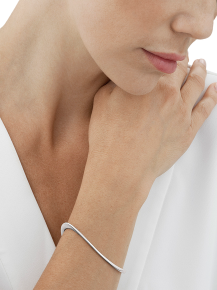 Georg Jensen Sterling Silver Open Bangle - view 2, Silver