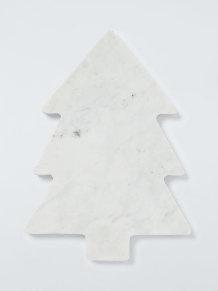 John Lewis White Marble Christmas Tree Board, 32cm, White