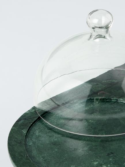 John Lewis Green Marble Cheese Board & Glass Dome - view 2, Green Emerald