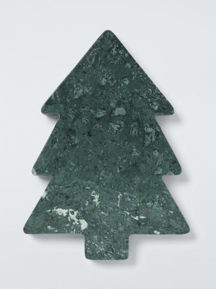 John Lewis Green Marble Christmas Tree Board, 20cm, Green Emerald