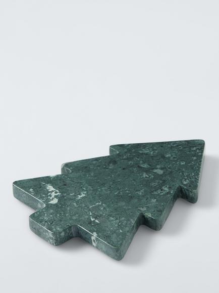 John Lewis Green Marble Christmas Tree Board, 20cm - view 2, Green Emerald