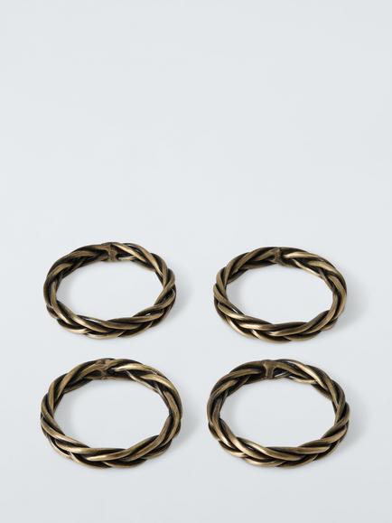 John Lewis Twisted Brass Napkin Ring, Set of 4, Gold, Gold
