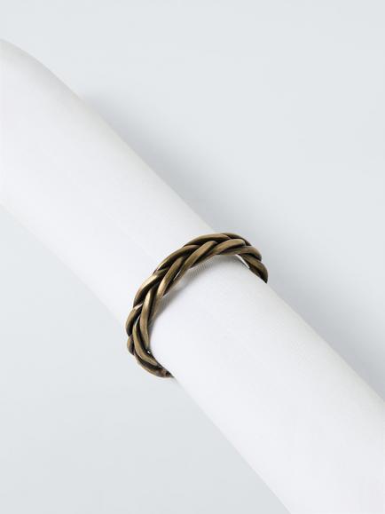 John Lewis Twisted Brass Napkin Ring, Set of 4, Gold - view 2, Gold