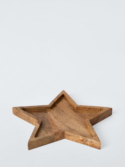 John Lewis Mango Wood Star Platter, 26cm, Natural Natural