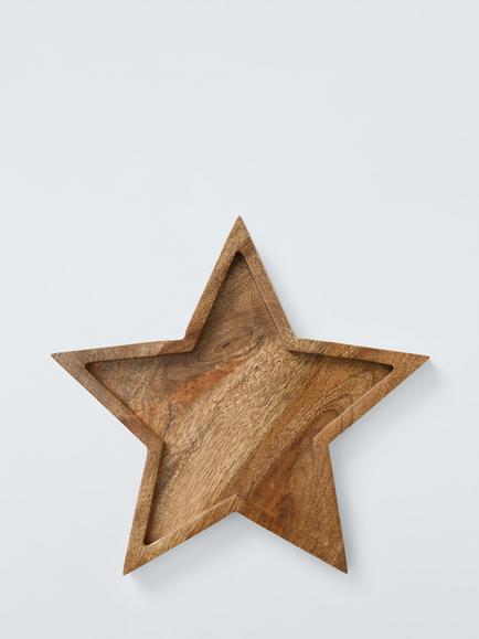 John Lewis Mango Wood Star Platter, 26cm - view 2, Natural Natural