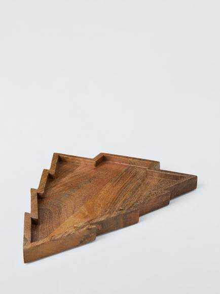 John Lewis Mango Wood Christmas Tree Platter, 26cm, Natural Natural