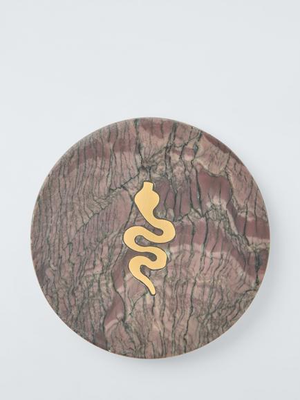 John Lewis Snake Brass Inlay Marble Coaster, Purple, Purple