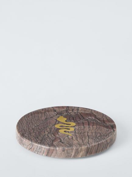 John Lewis Snake Brass Inlay Marble Coaster, Purple - view 2, Purple